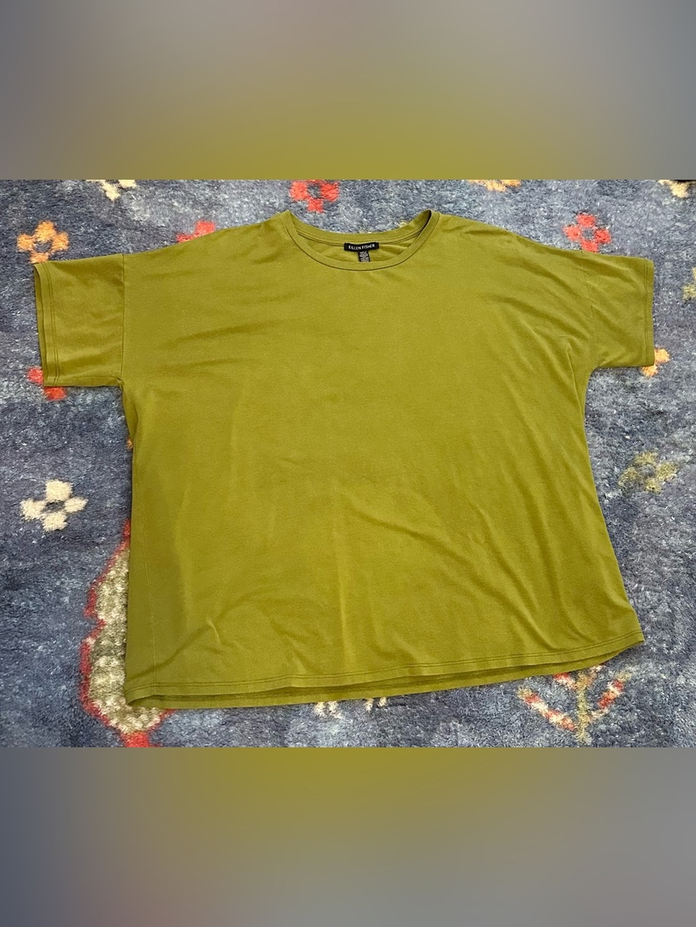 Eileen Fisher citron green Short Sleeve Crew Shirt sz S